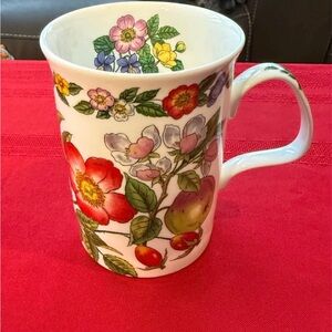 Vintage 1992 Roy Kirkham Botanical Flowers Fine Bone China Mug
